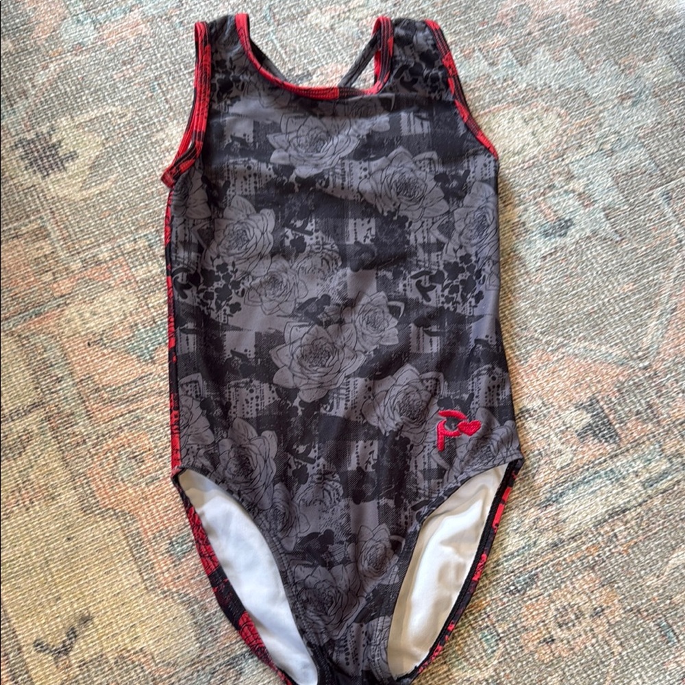 Plum Floral Black and Red Leotard